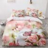 550x550-13310.jpg Unyqoos® Roze bloemen dekbedovertrek set met vlinderprint en ritssluiting