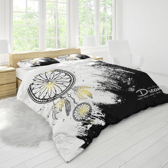 Unyqoos® Comfortabele Boho Beddengoedset met Veren en Bloemenpatroon voor Tweepersoonsbed