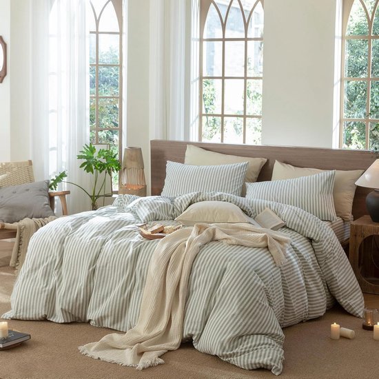 Unyqoos® Luxe katoenen beddengoedset met ritssluiting en allergievriendelijk ontwerp
