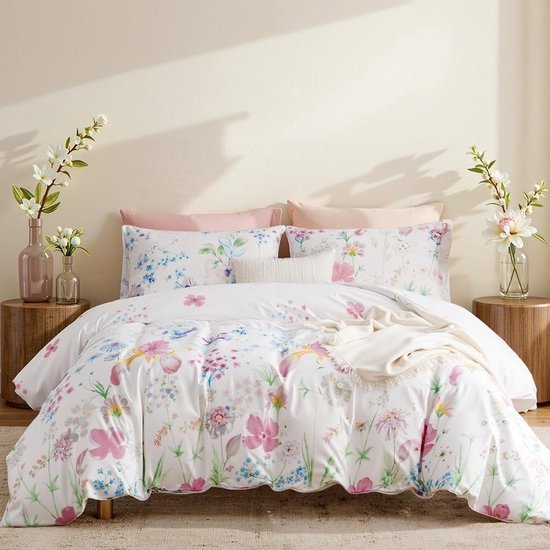 550x550-13371.jpg Unyqoos® Stijlvolle beddengoedset met bloemenmotief en rits voor tweepersoonsbed