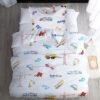 Unyqoos® Kinderbeddengoed Set met Autopatroon van Katoen voor Jongens en Meisjes
