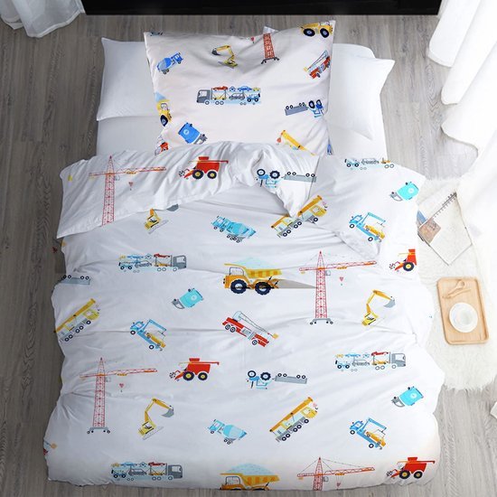Unyqoos® Kinderbeddengoed Set met Autopatroon van Katoen voor Jongens en Meisjes