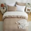 Unyqoos® Omkeerbare beige beddengoedset met geometrisch patroon en ritssluiting