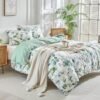 Unyqoos® Drie-delige set beddengoed met botanisch design en microvezel comfort