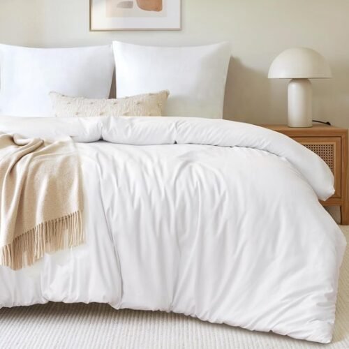 Unyqoos® Zachte en Ademende Beddengoedset van Microvezel met Ritssluiting in Neutrale Kleur