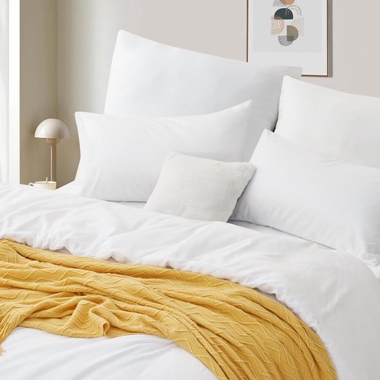 Unyqoos® Zachte en Ademende Beddengoedset van Microvezel met Ritssluiting in Neutrale Kleur