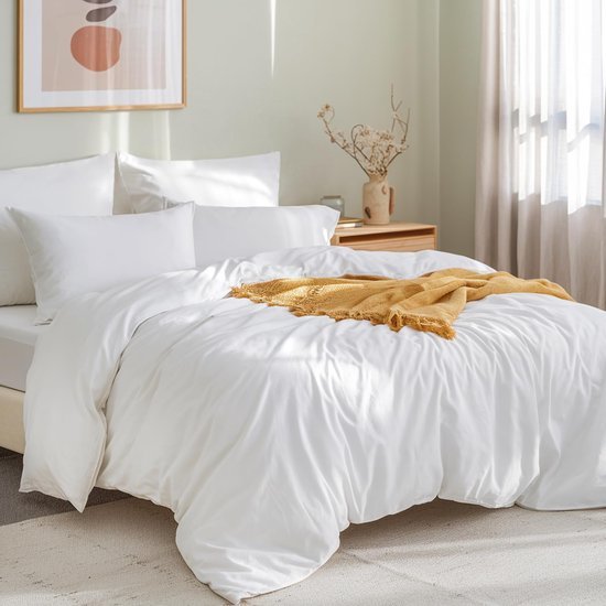 Unyqoos® Zachte en Ademende Beddengoedset van Microvezel met Ritssluiting in Neutrale Kleur
