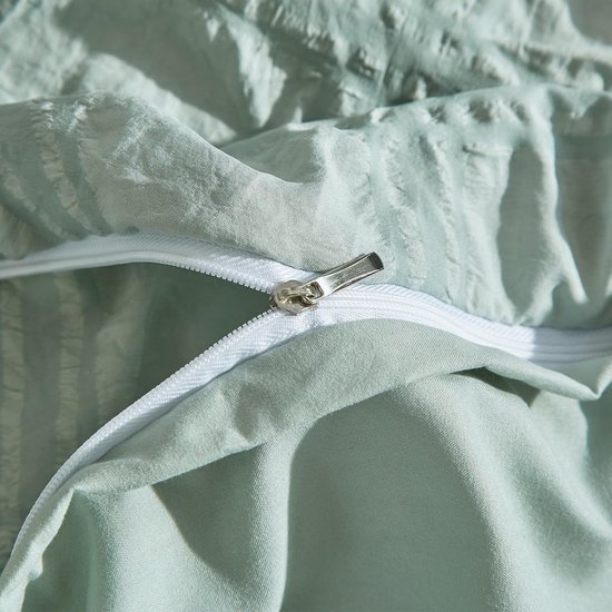 Unyqoos® Ademend Seersucker Beddengoed in Saliegroen voor Verkoelende Zomernachten