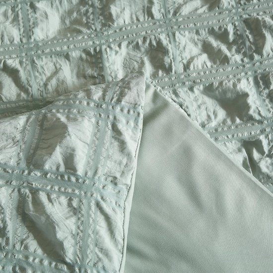 Unyqoos® Ademend Seersucker Beddengoed in Saliegroen voor Verkoelende Zomernachten