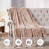 Unyqoos® Extra grote, zachte fleecedeken voor bank of bed in beige kleur