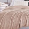 Unyqoos® Extra grote, zachte fleecedeken voor bank of bed in beige kleur