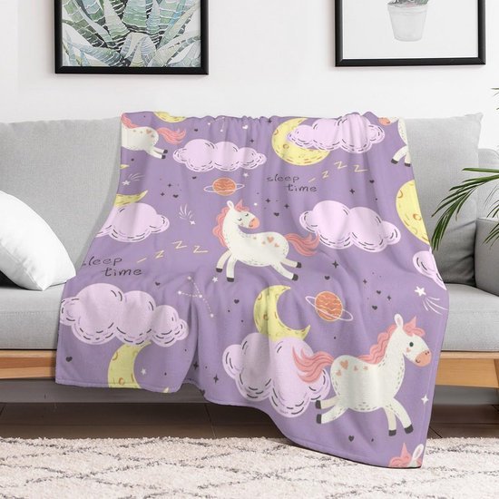 Unyqoos® Gezellige en kleurrijke eenhoorndeken voor kinderen en woondecoratie