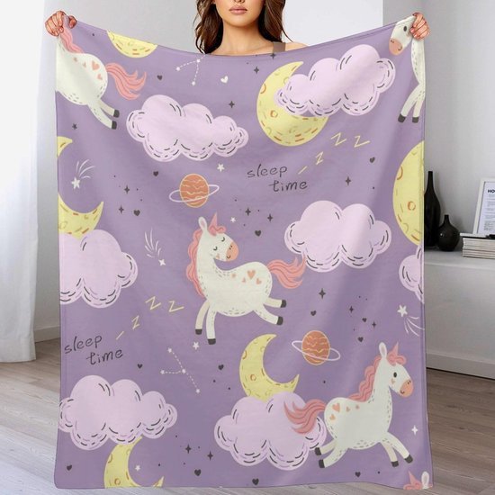 Unyqoos® Gezellige en kleurrijke eenhoorndeken voor kinderen en woondecoratie