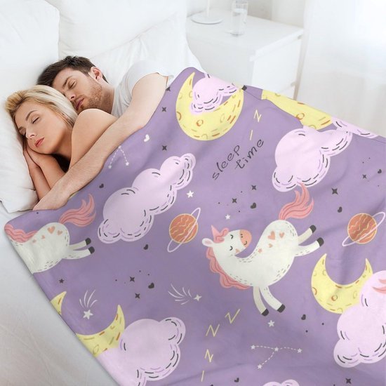 Unyqoos® Gezellige en kleurrijke eenhoorndeken voor kinderen en woondecoratie