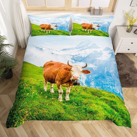 Unyqoos® Charmante Boerderij Dierenprint Dekbedovertrekset voor Kinderen en Volwassenen met Kussensloop, 135 x 200 cm