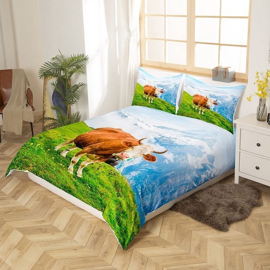 Unyqoos® Charmante Boerderij Dierenprint Dekbedovertrekset voor Kinderen en Volwassenen met Kussensloop, 135 x 200 cm