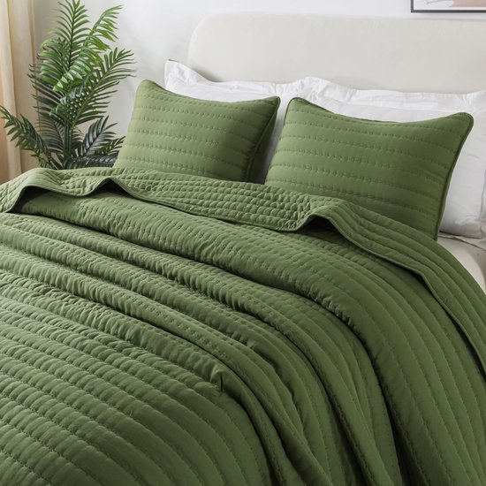 Unyqoos® Ultrazachte Grote Sprei van Microvezel voor Bed en Bank in Groen - 300 x 270 cm