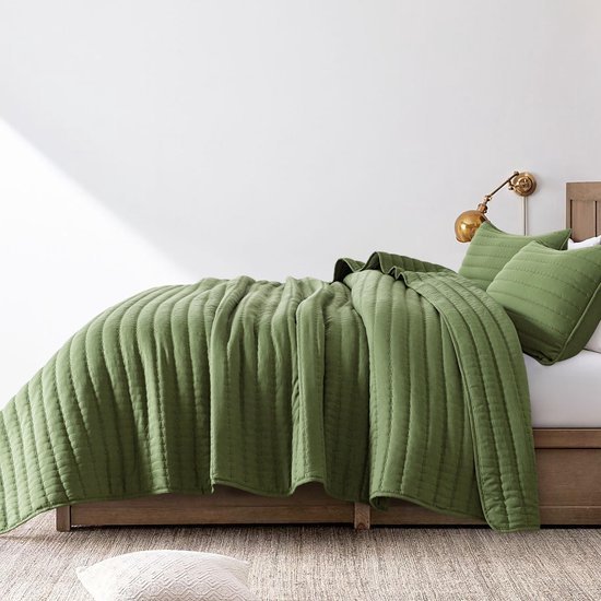 Unyqoos® Ultrazachte Grote Sprei van Microvezel voor Bed en Bank in Groen - 300 x 270 cm