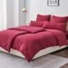 Unyqoos® Beddengoedset van Zacht Microvezel voor Comfortabele Nachtrust, 4-delig, Rood, Met Praktische Ritssluitingen en Bandjes