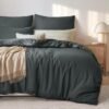Unyqoos® Comfortabel en Strijkvrij Beddengoedset van Microvezel in Antraciet Kleur