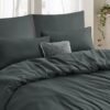 Unyqoos® Comfortabel en Strijkvrij Beddengoedset van Microvezel in Antraciet Kleur