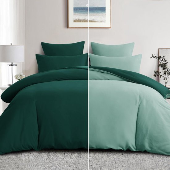 Unyqoos® Omkkeerbaar dekbedovertrek 200x200 cm in stijlvol donkergroen