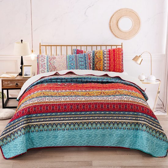 Unyqoos® Sfeervolle Boho-Stijl Bedsprei Set van 3 Delen met Kussenslopen voor Tweepersoonsbed