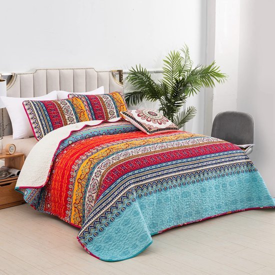 Unyqoos® Sfeervolle Boho-Stijl Bedsprei Set van 3 Delen met Kussenslopen voor Tweepersoonsbed