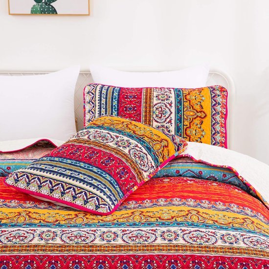 Unyqoos® Sfeervolle Boho-Stijl Bedsprei Set van 3 Delen met Kussenslopen voor Tweepersoonsbed
