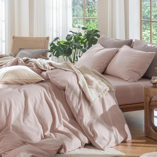 550x550-13558.jpg Unyqoos® Roze katoenen beddengoedset met ritssluiting en Oeko-Tex certificering