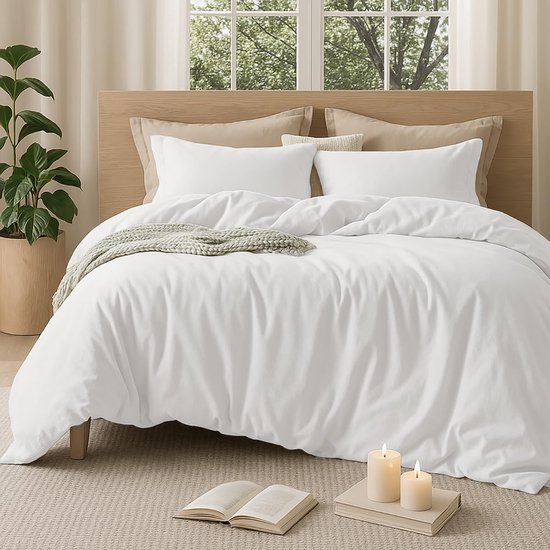 Unyqoos® Comfortabele katoenen beddengoedset met ritssluiting en kussensloop