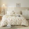 Unyqoos® Beddengoed Set 135 x 200 cm met Vintage Bloemen en Bladeren Design, Inclusief Kussensloop