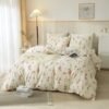 Unyqoos® Beddengoed Set 135 x 200 cm met Vintage Bloemen en Bladeren Design, Inclusief Kussensloop