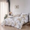 Unyqoos® Elegante dekbedovertrekset met bladpatroon en kussensloop in goud wit