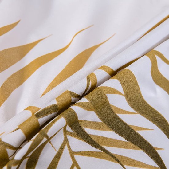 Unyqoos® Elegante dekbedovertrekset met bladpatroon en kussensloop in goud wit