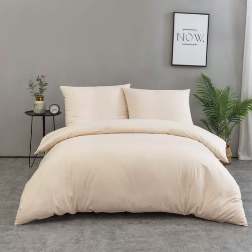 Unyqoos® Luxe beige katoenen beddengoedset met ritssluiting voor ultiem comfort