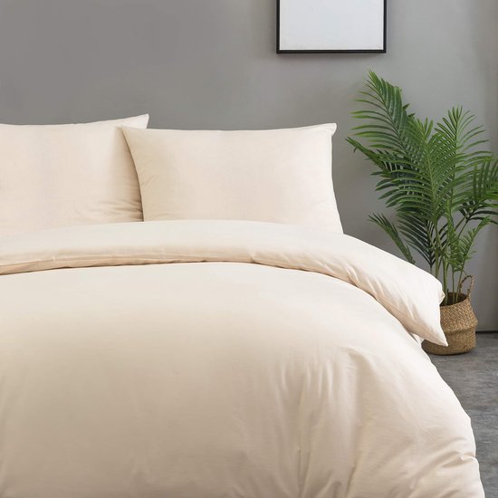 Unyqoos® Luxe beige katoenen beddengoedset met ritssluiting voor ultiem comfort
