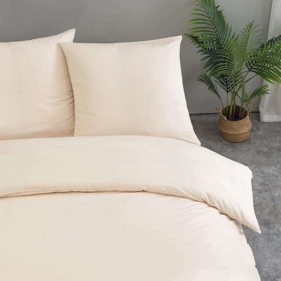 Unyqoos® Luxe beige katoenen beddengoedset met ritssluiting voor ultiem comfort