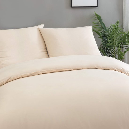 Unyqoos® Luxe beige katoenen beddengoedset met ritssluiting voor ultiem comfort