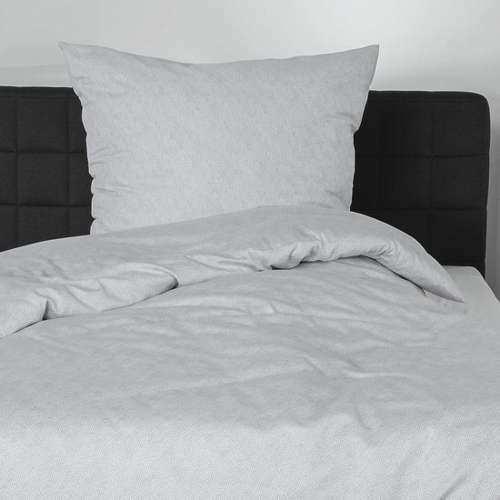 Unyqoos® Luxe dekbedovertrek en kussensloop met visgraatpatroon in zilver