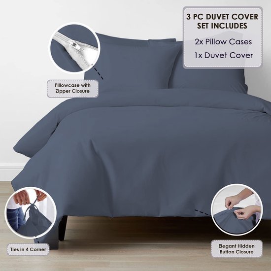 Unyqoos® Luxe Donkerblauw Dekbedovertrekset van Katoen met Hoge Draaddichtheid
