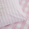 Unyqoos® Katoenen eenpersoons beddengoedset met ruit en streep in roze tinten