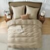 550x550-13724.jpg Unyqoos® Zachte katoenen beddengoedset met ritssluiting en kussensloop in beige kleur