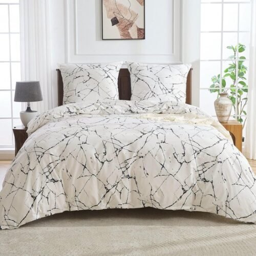 550x550-13739.jpg Unyqoos® Modieus en Ademend Microvezel Dekbedovertrek met Marmerprint voor Stijlvolle Slaapkamers