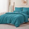 550x550-13769.jpg Unyqoos® Zachte en ademende turquoise beddengoedset van microvezel voor elk seizoen