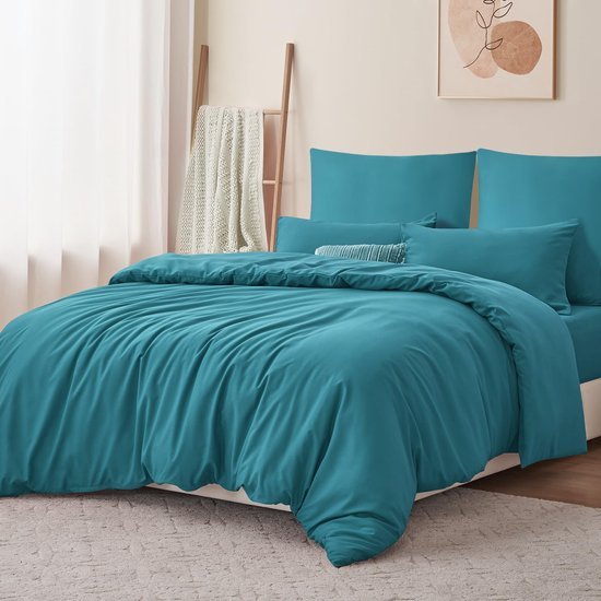 550x550-13769.jpg Unyqoos® Zachte en ademende turquoise beddengoedset van microvezel voor elk seizoen