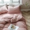 550x550-13773.jpg Unyqoos® Roze katoenen dekbedovertrekset met ritssluiting en kussensloop 135x200 cm