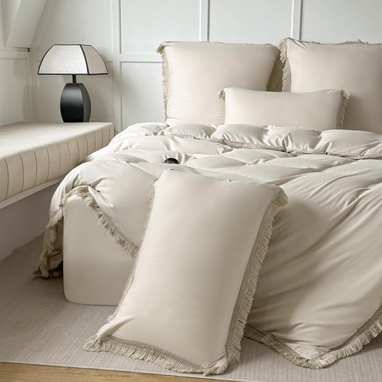 Unyqoos® Stijlvolle beige beddengoedset met boho-design voor tweepersoonsbed