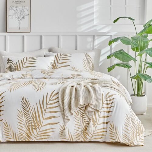 Unyqoos® Stijlvolle en Zachte Tweedelige Beddengoedset met Tropisch Palmbladpatroon
