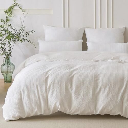 Unyqoos® Ademend en stijlvol beddengoed met jacquardstrepen van gewassen katoen